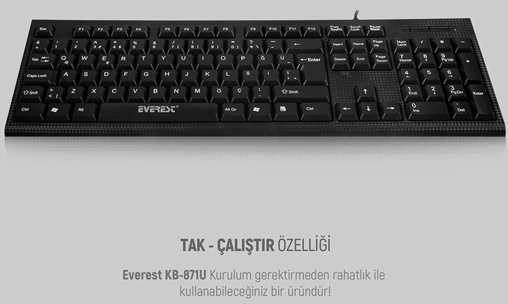 Everest Siyah Usb Q Standart Klavye KB-871U